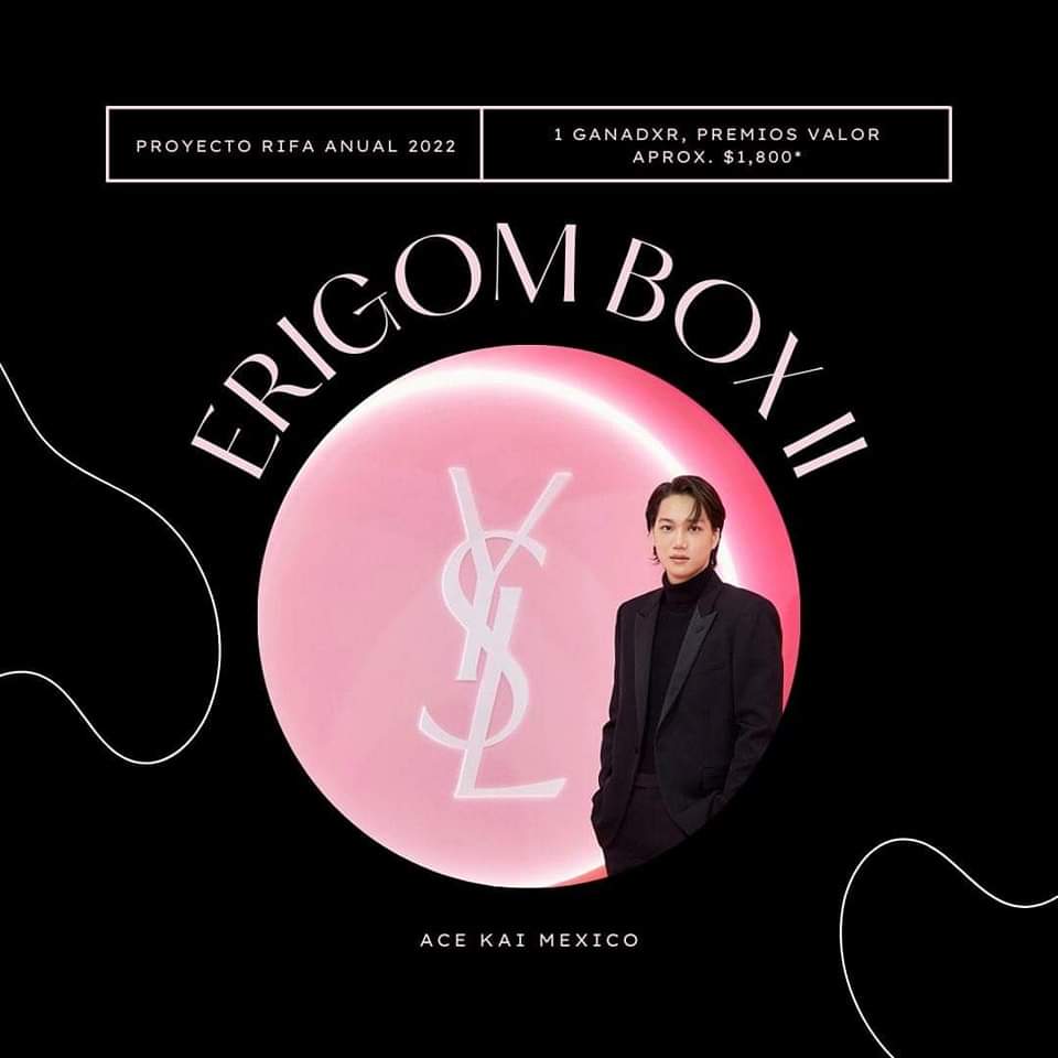 AceKaiMexico's tweet photo. [PROYECTO] 

RIFA: ERIGOM BOX II 🎁

Por segundo año traemos para ti la oportunidad de ganar increíbles premios, tu compra nos ayudará a financiar los diversos proyectos en apoyo a KAI que tenemos planeados. 

Costo del 🎟️: $100

Bases 👇

#KAI #엑소카이 #카이 https://t.co/i4ggA8llKJ