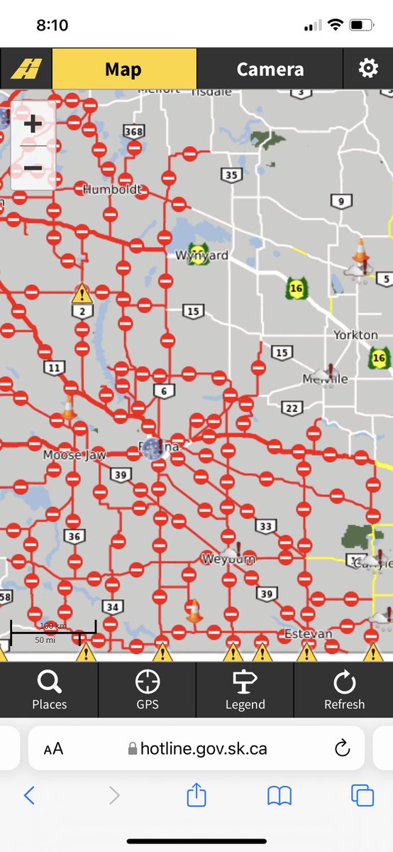 Most roads in southern Sask are closed.