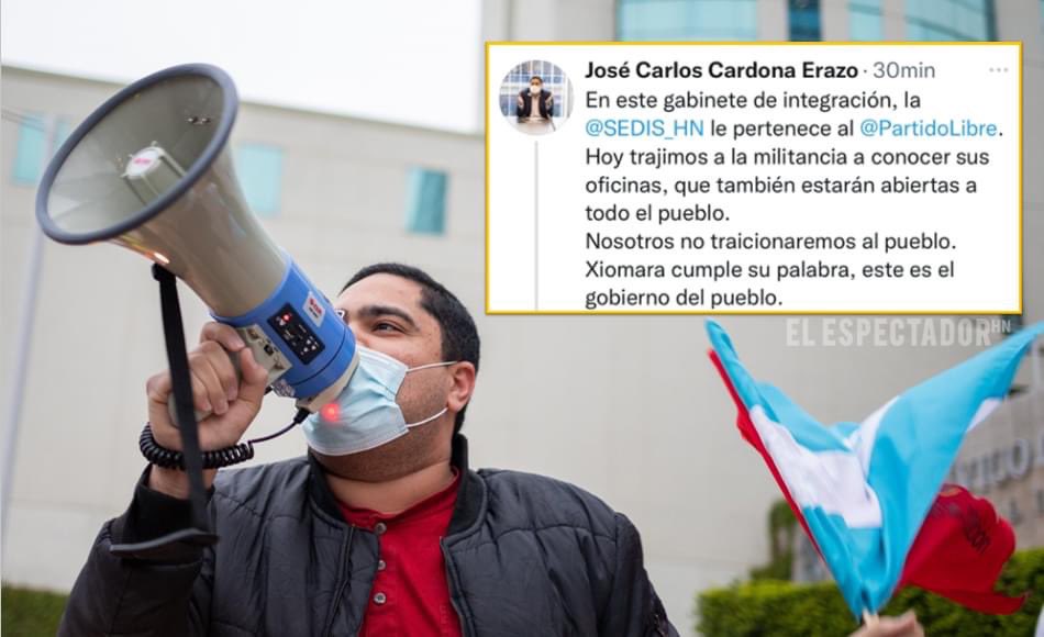 ElEspectadorHn's tweet photo. #Honduras | 🔥👉🏼 Acompañado de Militantes de Libre llegó al Centro Cívico Gubernamental el nuevo Ministro de SEDIS @jcardonaerazo: "Vamos a llevar una Secretaría tacaña para los empleados y generosa para el pueblo".

https://t.co/Cc3MkmHKC0 https://t.co/ZduYuFmw1V