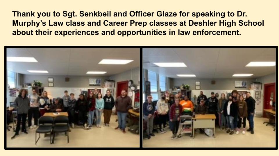 Thank you to Sgt. Senkbeil and Officer Glaze from the Tuscumbia Police Department.