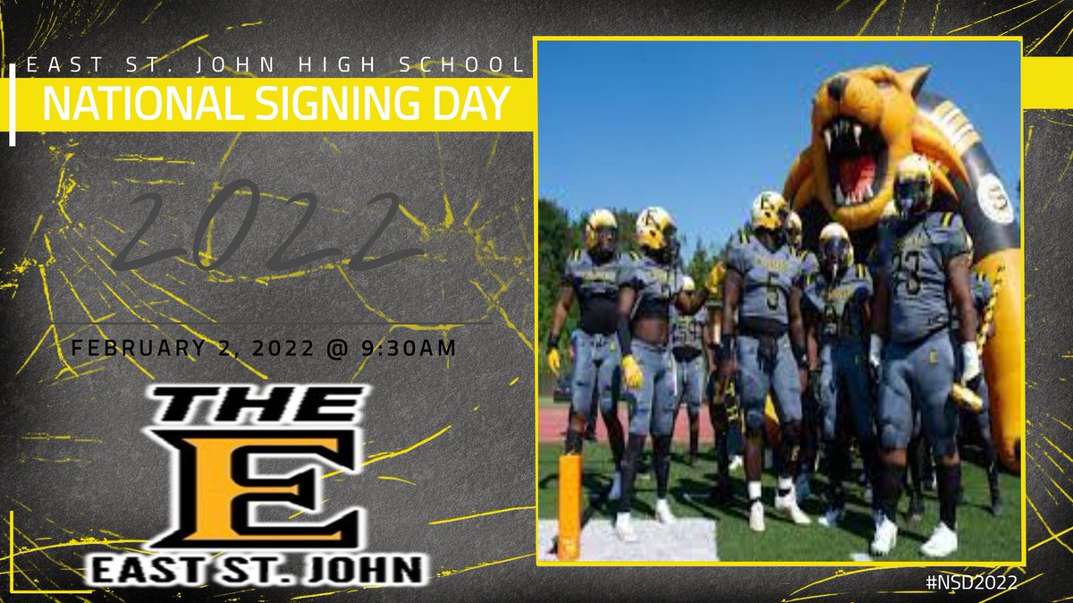 Signing Day will be Wednesday, February 2,2022 at 9:30 in the gym at Leon Godchaux. 
#TheE