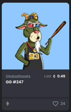 jimbeanLit's tweet photo. Wow 😱, first official sale at 🎉0.49 #ETH🎉 on Opensea right after the initial mint day. 🔥🔥🔥

👉Check out more @GlobalGoatsNFT here: https://t.co/6xLPqKdXWO

#NFT #NFTs #NFTCommunity #NFTartist #NFTCollection #NFTProject #cryptocurrency https://t.co/KYCvNNipI9