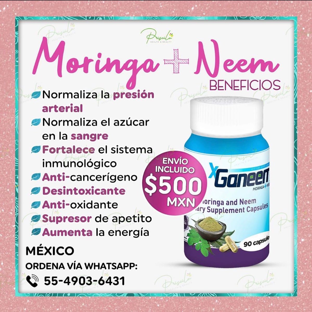 Cápsulas de #ganeem #moringa y #neem CONOCES SUS BENEFICIOS? SÍGUENOS EN  @tejocoteoriginal y conoce mas de nuestros suplementos #naturales, image size:1200x1200
