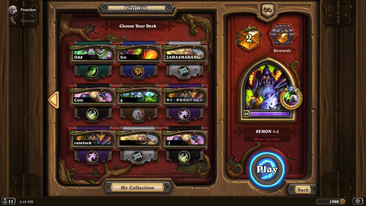 Shaynae_HS's tweet photo. 2nd legend EU with evenlock and Mechathunlock
was just behind Semon but he has been boosted by a player lol, so he went first. Mithril rod FTW 🥰 (don't play this)
@FrostWild3 @neon31HS @sharehscom @HS_Decks https://t.co/ZAcAq7NfJq