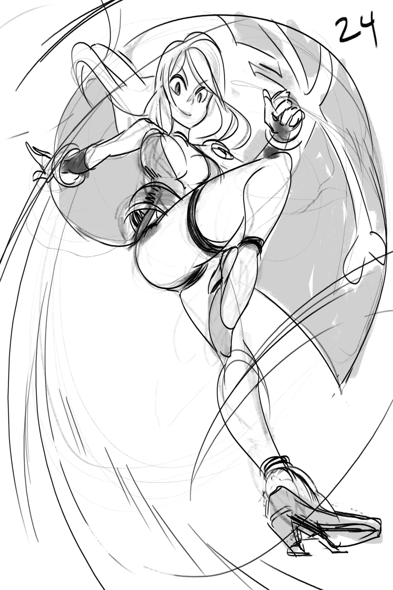 Some more B. Jenet sketches, cool seeing a Garou team for the #KOFXV DLC~ I'll have to try drawing her new outfit at some point.