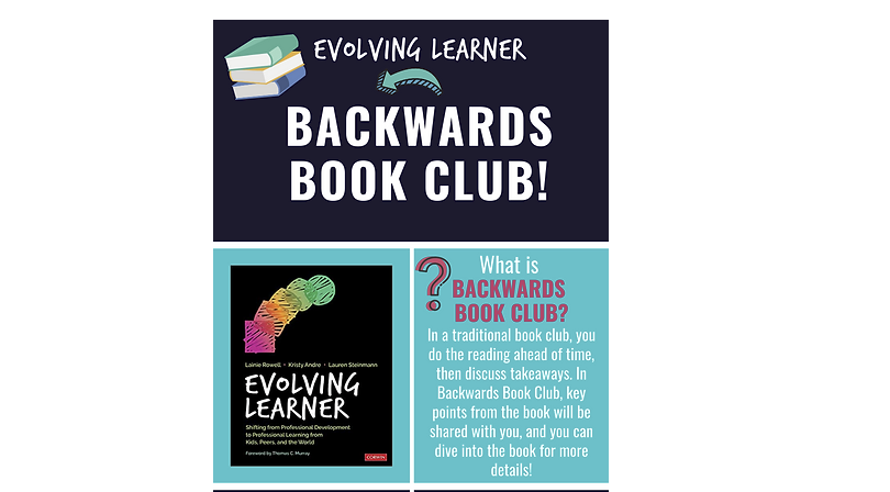 📣Have you heard about the #EvolvingLearner Backwards Book Club!?!🎉
🟥Traditional book club is reading ahead of time, then discuss. 
🟢In Backwards Book Club, key points are shared with you &amp; you can dive into the book for more details!
Check it out!⬇️⬇️
evolvinglearner.org/backwards-book…