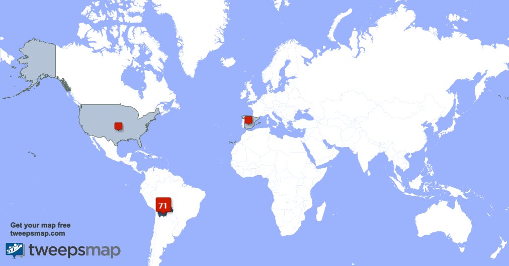 Mis seguidores viven en Bolivia(74%),Estados Unidos(13%),España(13%) y más tweepsmap.com/!TayoToledo