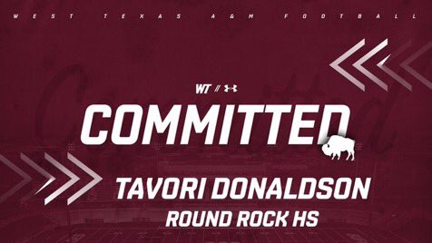 I’m honored to announce my commitment to West Texas A&amp;M. I want to thank everyone who has guided me and helped me grow into the player That I’ve become.I’m officially a Buffalo🦬🦬🦬💪🏾💪🏾💪🏾
<a href="/Coach_HunterH/">Hunter Hughes</a> 
<a href="/RoundRockFB/">Round Rock Football</a> 
<a href="/cmoorefrog/">Cody Moore</a> 
<a href="/FlxAtx/">FLX ATX</a>