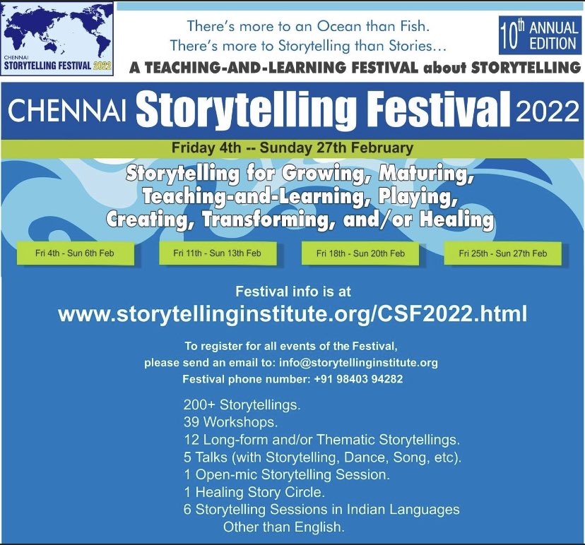 MindfulTeens's tweet photo. A mega storytelling festival coming up! I am co-facilitating a workshop on ‘Mindfulness for Storytellers’ on 5th February from 11.00 am to 12.30 pm SGT. 
To register: info@storytellinginstitute.org.     Schedule:
https://t.co/sKu08TADLF
#storytelling #mindfulness #storytellers https://t.co/izDZPNkOUB