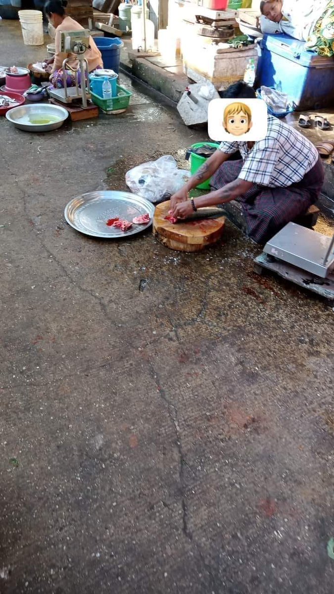TheChindwin's tweet photo. In efforts to disrupt the people’s Silent Strike, Myanmar military junta has forced few individuals to sell in the street market with no buyers seen in the street. 
Photo – CJs https://t.co/tb0vqhKTzW