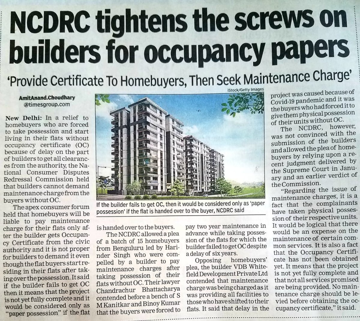 नोएडा, ग्रेटर नोएडा, यमुना प्राधिकरण और रेरा ने बिल्डरों को सह दे रखी है। बार-बार अदालतें जवाबदेही तय करने वाले अधिकारियों को याद दिला रही हैं। आशा है कि वे समझ गए होंगे। <a href="/OfficialGNIDA/">Greater Noida Industrial Development Authority</a> <a href="/dmgbnagar/">DM NOIDA Gautam Buddha Nagar</a> <a href="/Supertechltd/">Supertech Limited</a> <a href="/dgpup/">DGP UP</a> <a href="/jansunwai_up/">Jansunwai-UP</a> <a href="/NCRKHABAR/">NCRKHABAR</a> <a href="/Satishmahanaup/">Satish Mahana</a> <a href="/NC_DRC/">NCDRC</a>