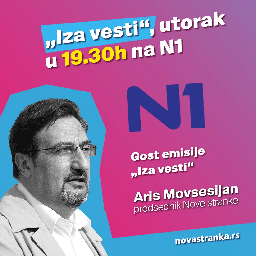 novad2sp's tweet photo. [GOSTOVANJE] 🔴 📢 👇👇👇

Gost emisije "Iza vesti" u utorak biće predsednik Nove stranke @ArisMovsesijan https://t.co/CpkoeRnRbY