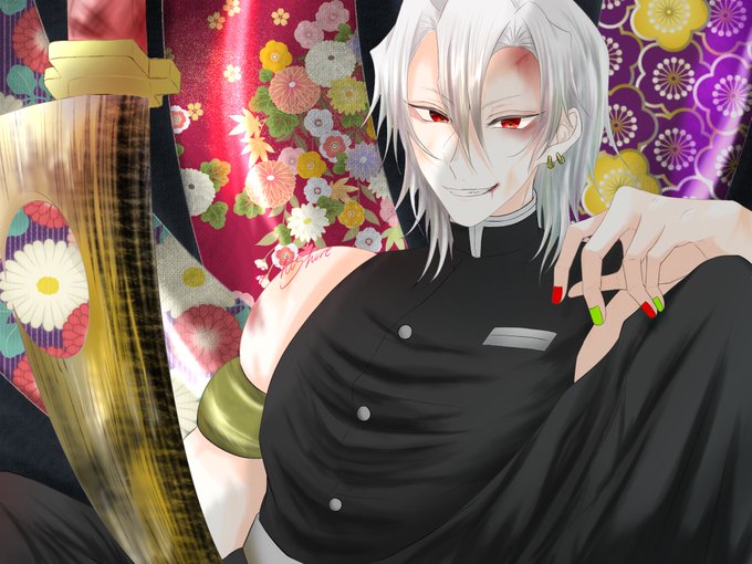 チェシャ猫さんがTwitterに投稿した宇髄天元(鬼滅の刃)のイラスト。