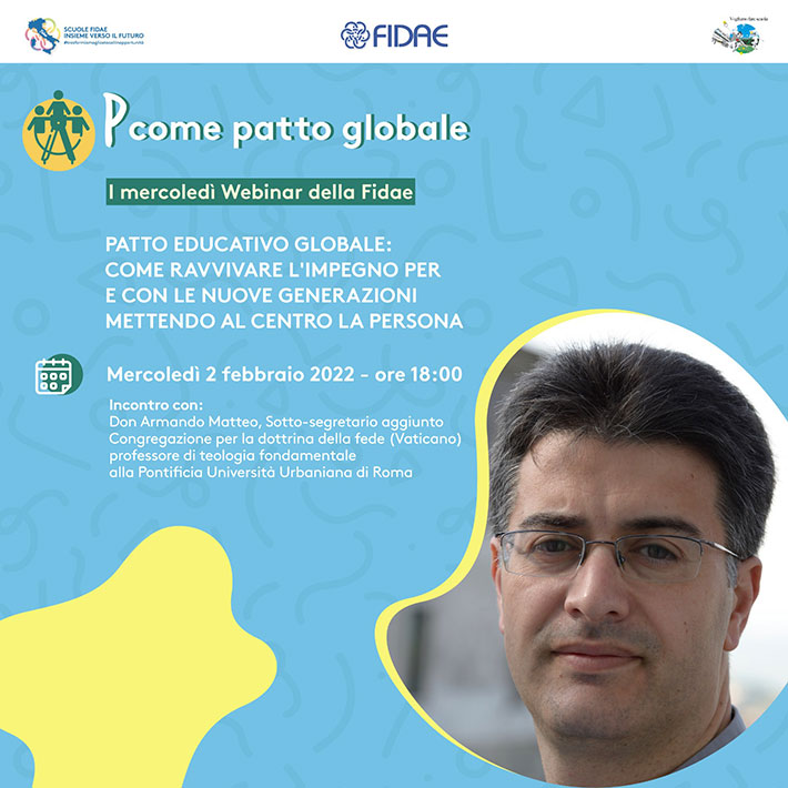 fidaeNazionale's tweet photo. ⏰Domani #2febbraio,appuntamento con i mercoledì della Fidae con il webinar "Patto Educativo Globale: come ravvivare l’impegno per e con le nuove generazioni mettendo al centro la persona" tenuto dal teologo Don Matteo Armando

📌Qui per info e iscrizioni➡https://t.co/hiGf6fFz6x https://t.co/aFZdL6FLd8