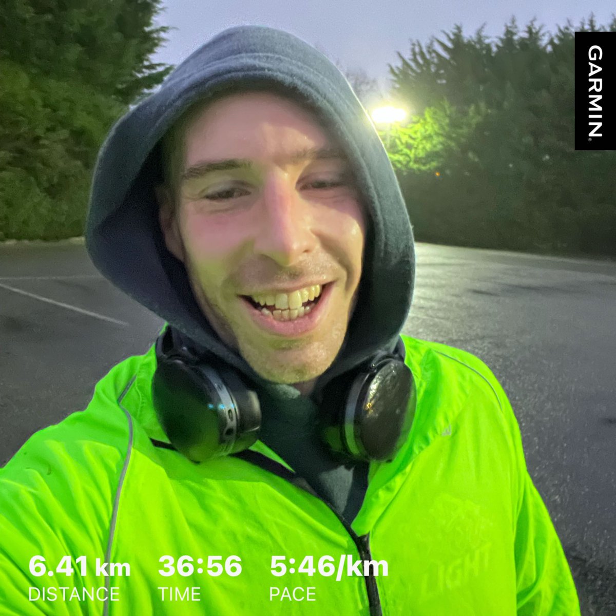 Coach_Sean_C's tweet photo. Miserable morning, no two ways about it. 

Although once you’re out in it, running in the rain is not that bad. It’s almost enjoyable… I do look drunk in this selfie so I’m not sure you should take my word on that 😜🙈 #LetsGoGetEmAgain https://t.co/pytR72HzyL