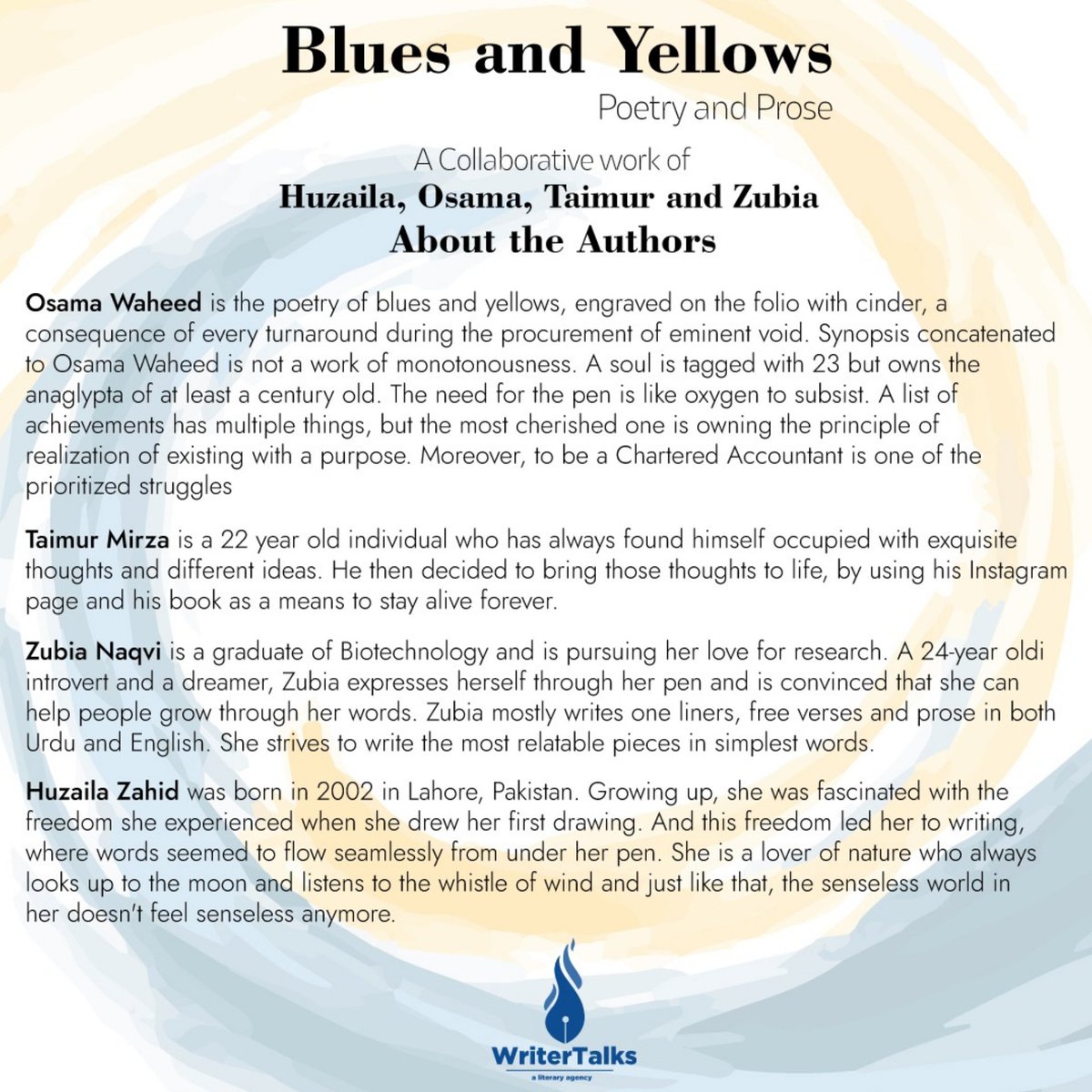 writertalks__'s tweet photo. Know about the authors of an upcoming book; Blues and Yellows
.
Coming Soon
.
#book #instgram #working #release #anthology #edits #editing #team #editorial https://t.co/3ofZxWg5kI