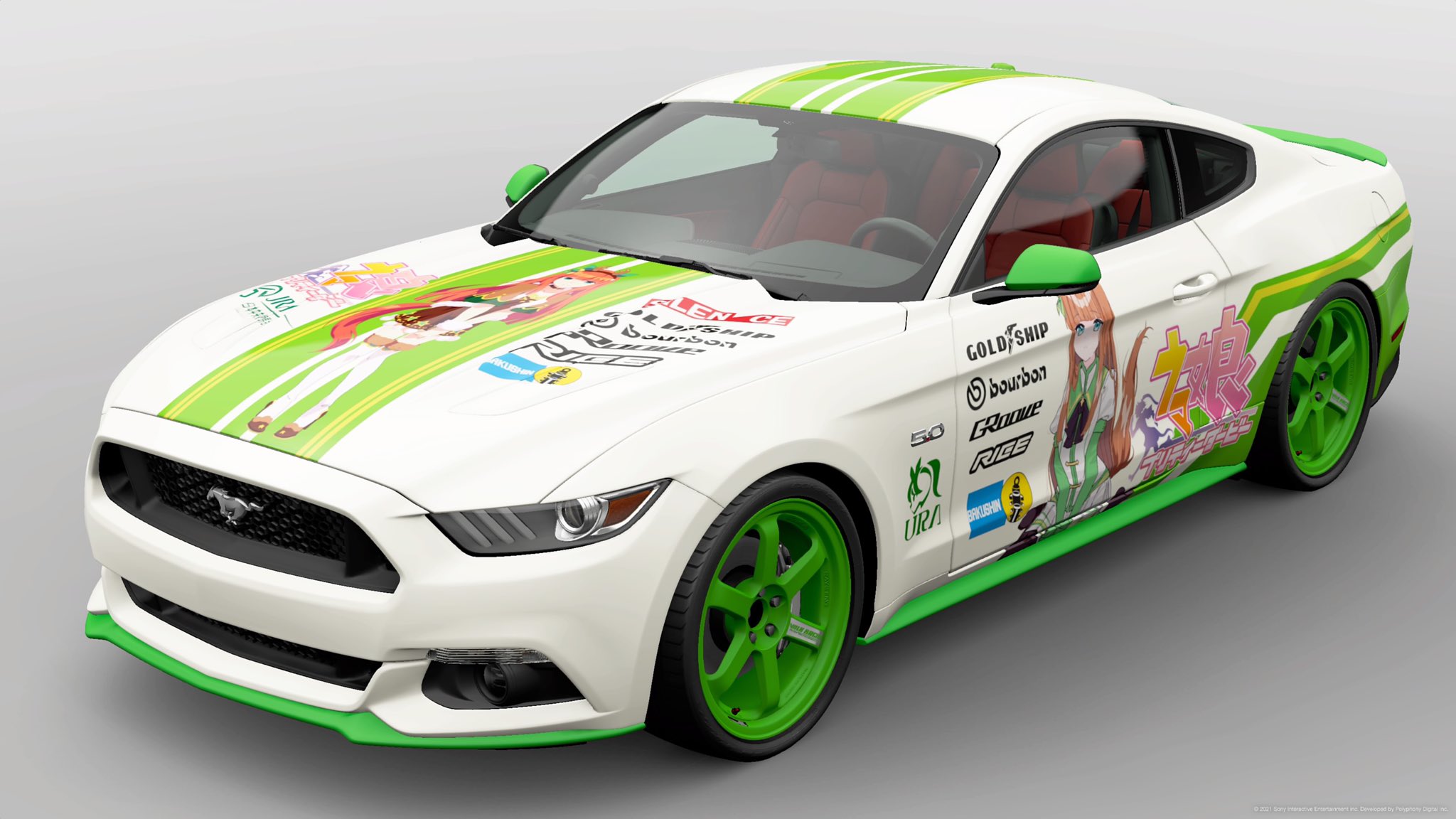 五百旗頭知近 デカールお借りしてスズカの痛車リバリー 馬エンブレムのフェラーリで作りたくなるけどマスタングにもついてます ウマ娘プリティダービー サイレンススズカ Gtsport T Co Oitfphl8fq Twitter
