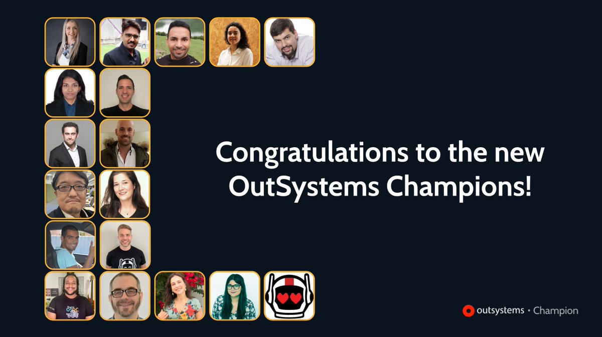 New year, new OutSystems Champions 🚀 Join us in giving a warm welcome to this incredible group of community leaders 🤗

You can get to know more about them here: bit.ly/3s1zt8y