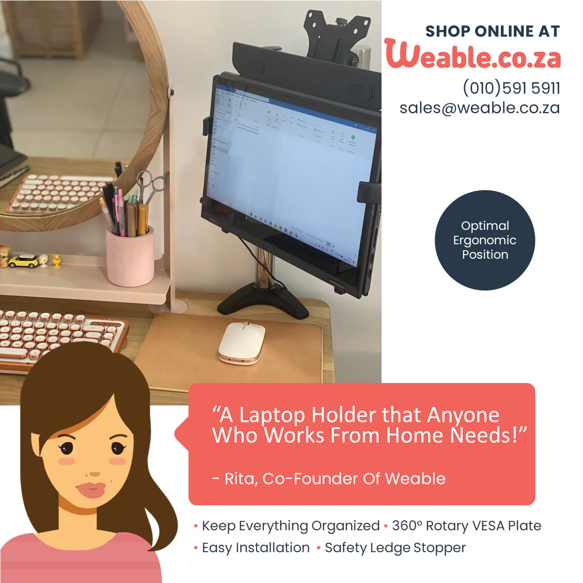 WeableTech's tweet photo. Need Some #Space? Here's a very effective solution: 
LUMI STEEL LAPTOP HOLDER &amp; LUMI MONITOR ARM
https://t.co/M3GkprOOOh
#convinience #workspacesolutions https://t.co/Xd4mRnqFyE