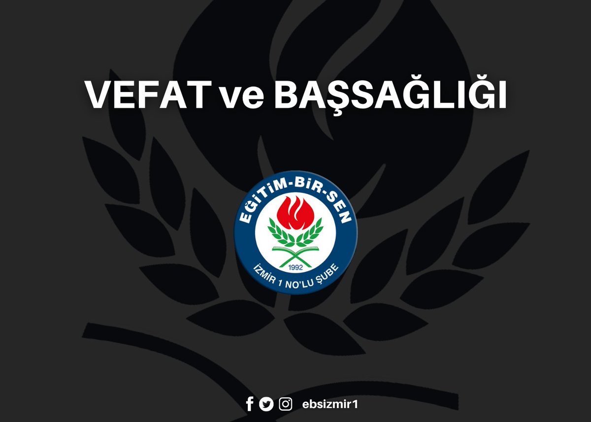 Balçova Asil Nadir Ortaokulu'nda Fen Bilgisi öğretmeni olarak görev yapan üyemiz Esin Kaplan Hakk'ın rahmetine kavuşmuştur. Cenazesi Elazığ'da defnedilecektir. Üyemize Allah'tan rahmet, yakınlarına baş sağlığı dileriz.