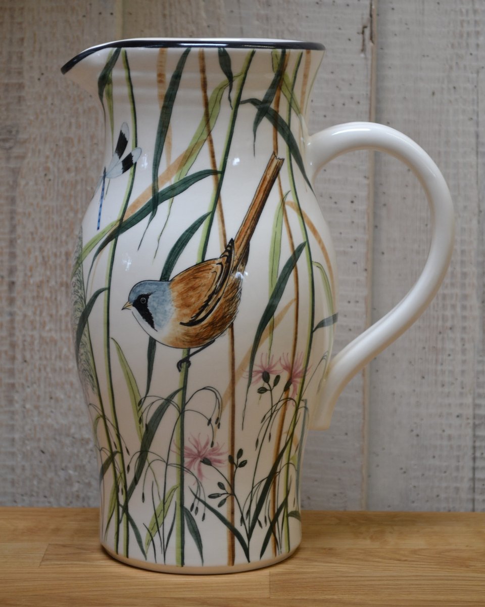 Bearded tits large jug by Leon and Jenny Pettersson

Leon and Jenny are a successful husband and wife team. They have been #potters in Suffolk for  30 years. They draw their inspiration for their designs from the lovely Suffolk #countryside in which they live. 
#beardedtits https://t.co/rXqOkOy1pT