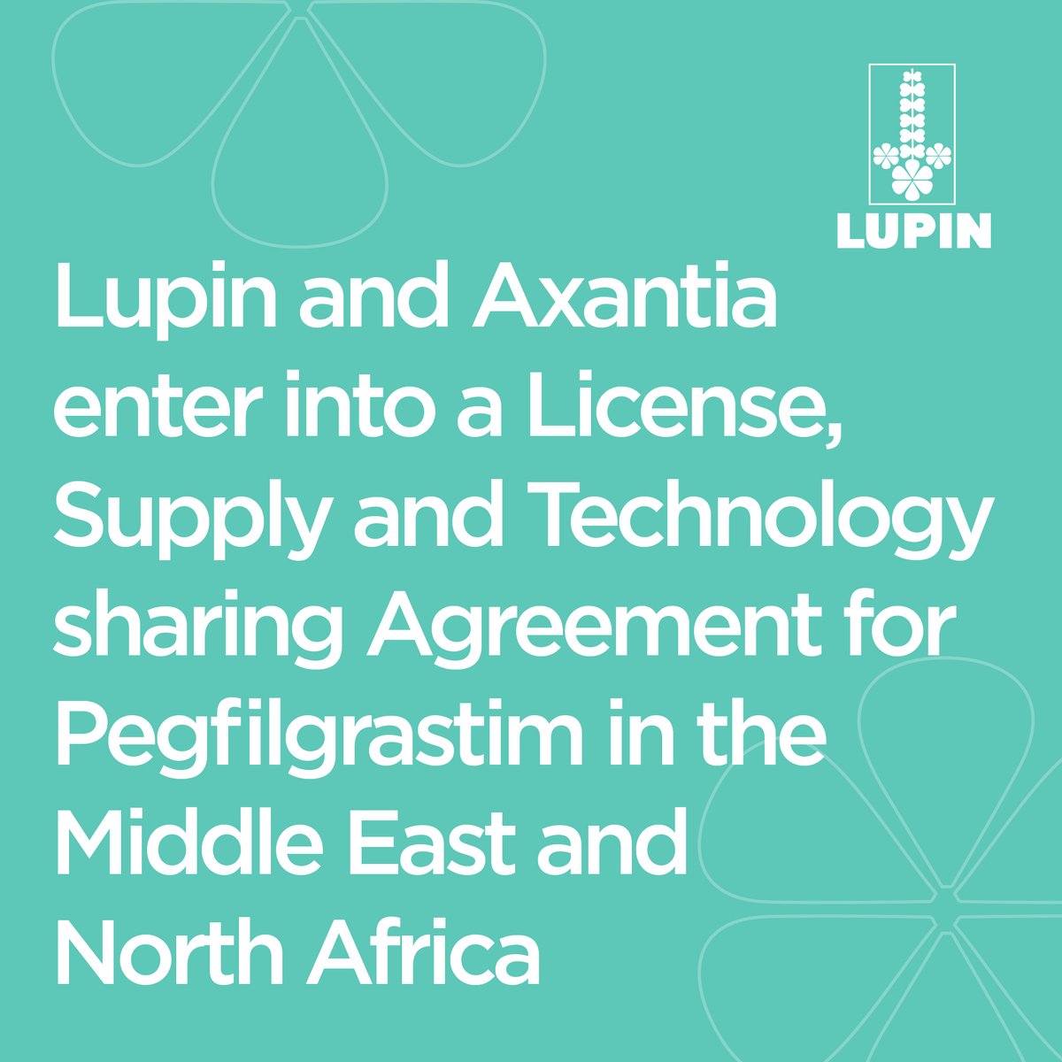 LupinGlobal's tweet photo. #Press: #Lupin and #Axantia enter into a license, supply and technology sharing agreement for #Pegfilgrastim in the #MiddleEast and #NorthAfrica. Read more: https://t.co/ZPNtFNnCFc
#LupinInNews #Pharmaceuticals #Media #Axantia #Biosimilar https://t.co/IYgMjTpWQs