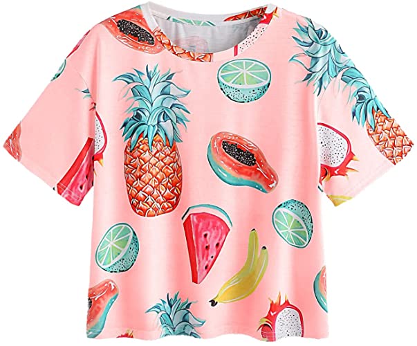 Click Here To Buy:- bit.ly/3IWnZu2
<a href="/OnlineshipU/">Onlineship USA</a> 
Romwe Women's Allover Fruit Print Top Short Sleeve Cute T-Shirt
Reviewed:-Love this shirt and the material is so soft. 
#Halloween #shirt #WomenForRuto #LIKES #USA #tshirt  #onlineshopping #salestraining #love #fashion