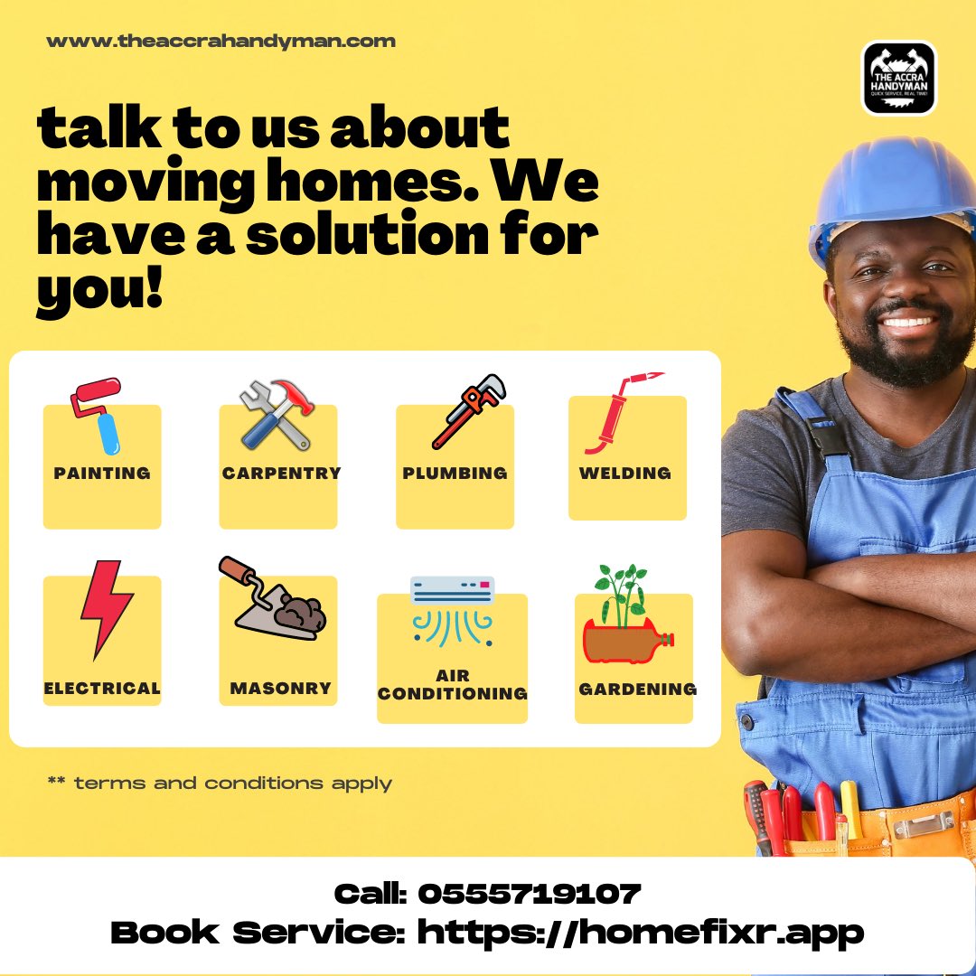 accrahandyman's tweet photo. Moving homes can be a daunting task! We’re here with all the help you need. Talk to us 📲0555719107
https://t.co/jIF3jJlbgq https://t.co/GRCWZLighn