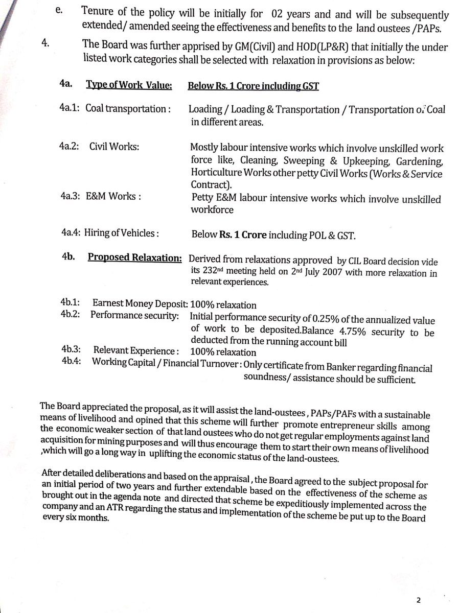 Further to meeting between CM <a href="/HemantSorenJMM/">Hemant Soren</a> &amp; Union Coal Minister in Nov 2021, <a href="/CoalIndiaHQ/">Coal India Limited</a> will be awarding work contracts upto 1 crore rupees to support economic livelihoods &amp; entrepreneurship for locals those ousted by land acquisition.