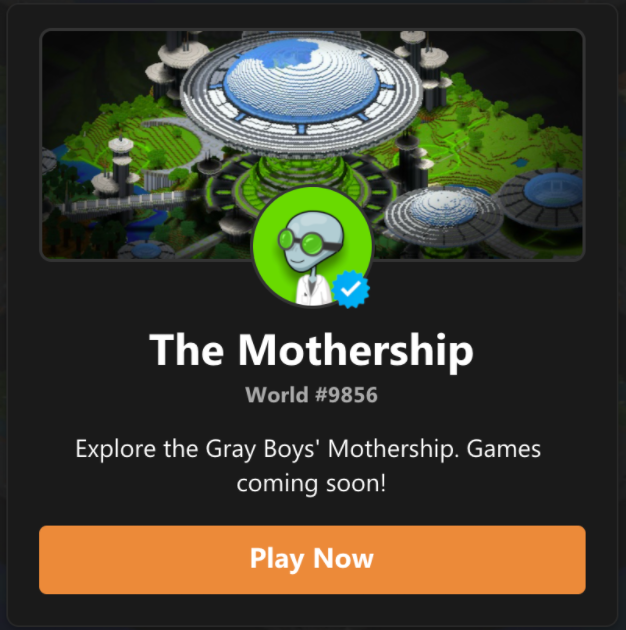 grayboysdao's tweet photo. 🚨THE @grayboysdao COMMUNITY SERVER IS NOW LIVE on @nftworldsnft, the second multiplayer server to launch! 🚨

Join now and hang out with your fellow Grays! 👽

Play now: https://t.co/W2nBNHBYix

Non-Grays also welcome, but be warned, you may be probed...

#nft #nfts #metaverse https://t.co/akMx8AEdr6