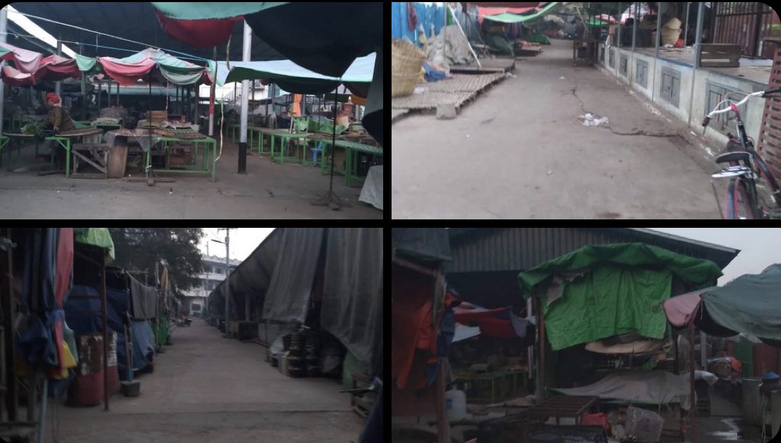 H_EaindraHM's tweet photo. Sagaing’s towns never fail to show the united strength. They protest silently by shutting down all markets, shops and stores.  #SilentStrike #RedCampaign_1YearOfRevolution #2022Feb1Coup #WhatsHappeningInMyanmar https://t.co/56JK4ISnl9