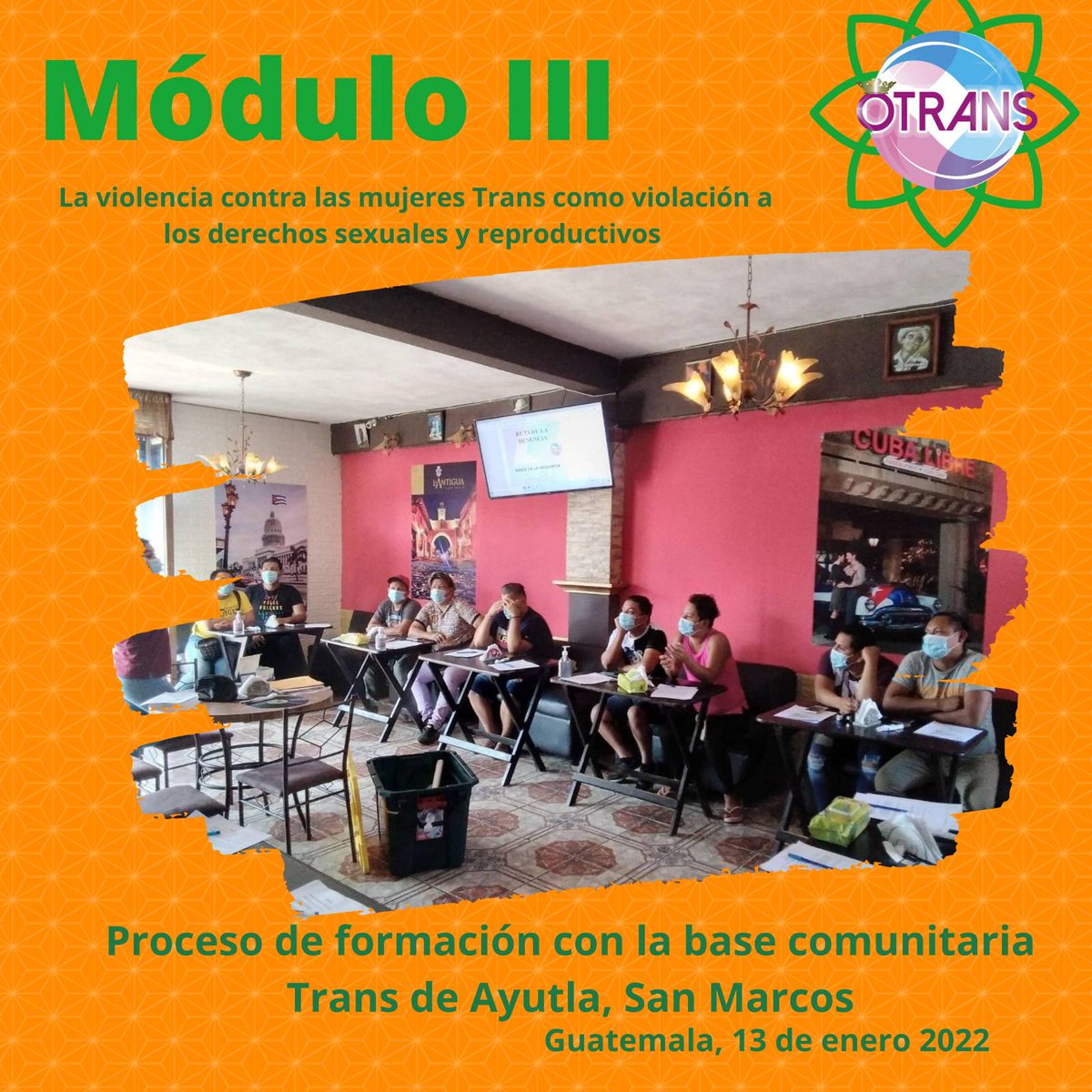 InfoOTRANS's tweet photo. 🏳️‍⚧  #EmpoderamientoTrans 🇬🇹

Tercer módulo de formación sobre "La violencia contra las #MujeresTrans como violación a los derechos sexuales y reproductivos", realizado con la base comunitaria Trans de Ayutla, San Marcos.

@Oxfam_Guatemala 
#MásDerechosParaMásGente https://t.co/eFO7KyS1OY