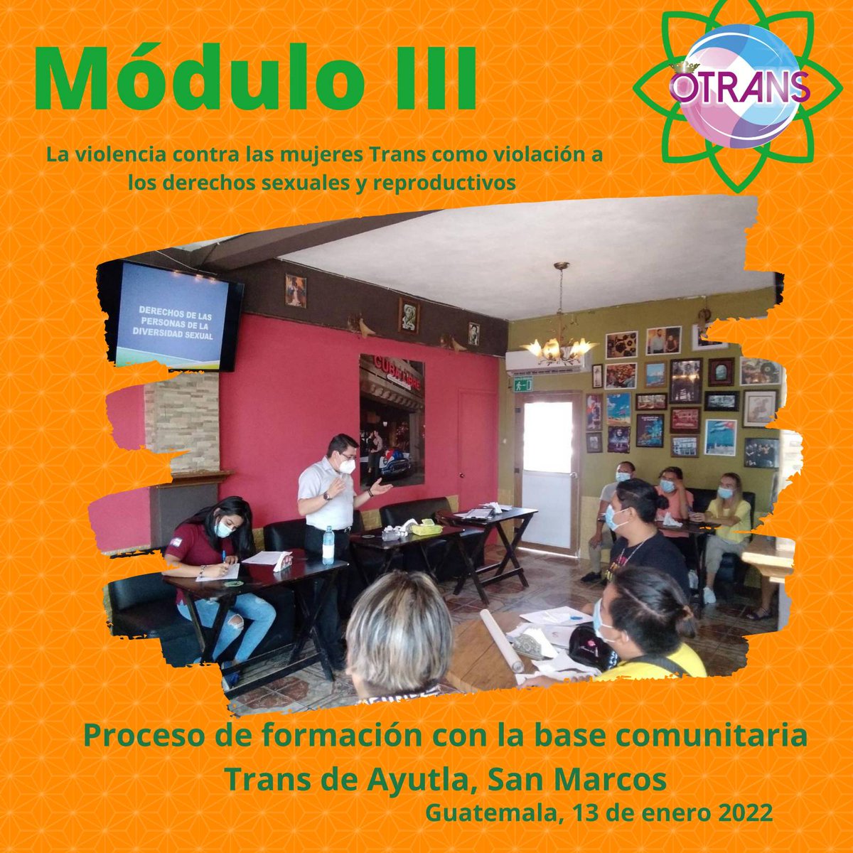 InfoOTRANS's tweet photo. 🏳️‍⚧  #EmpoderamientoTrans 🇬🇹

Tercer módulo de formación sobre "La violencia contra las #MujeresTrans como violación a los derechos sexuales y reproductivos", realizado con la base comunitaria Trans de Ayutla, San Marcos.

@Oxfam_Guatemala 
#MásDerechosParaMásGente https://t.co/eFO7KyS1OY