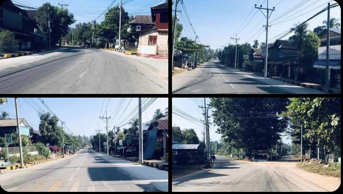 Launglone people never fail to show the united strength. They protest silently by shutting down all markets, shops and stores.  #SilentStrike #RedCampaign_1YearOfRevolution #2022Feb1Coup #WhatsHappeningInMyanmar