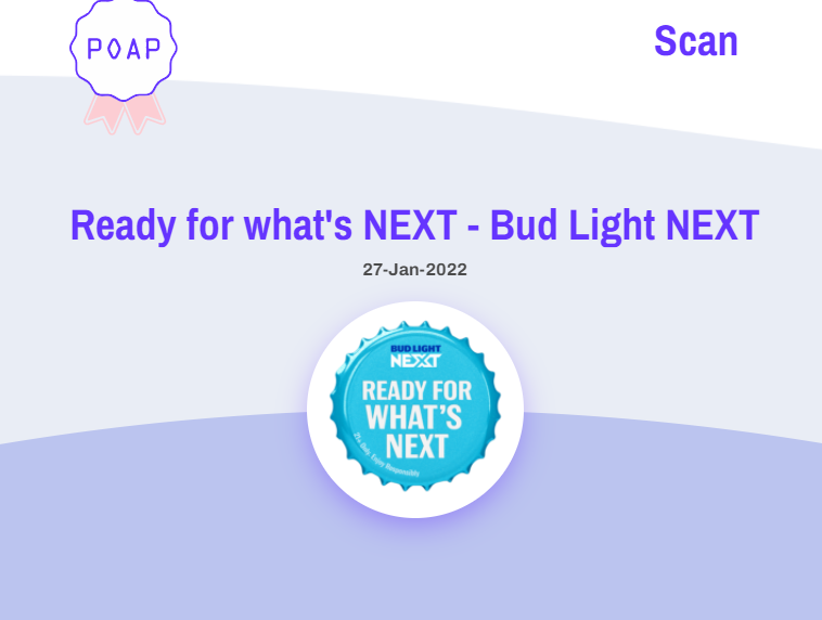cangetyou_01's tweet photo. #Bud_Light poap 받아놓긴 했는데, 이거 미국인들만 민팅 가능하다는 말이 있어서 좀 애매하게 된 듯...?🤔 https://t.co/n48nHKhlMJ