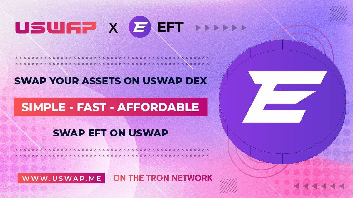 #EFT is listed at #Uswap DEX with trading pair #EFT / #UME
Provide liquidity with #eft /#ume to earn swap fees and farm #UME token. 

We welcome users to trade, provide liquidity, and farm #UME at uswap.me  ❤️

#defi #tron #uswap #DeFi #trading #crypto