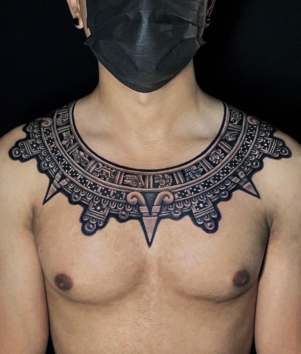 TattoosbyGoethe's tweet photo. Complete Aztec necklace!
(3 sessions in this one) 
.
👁 Now booking in Los Angeles!
👉🏻For any questions and availability call or text us at 909 6415488 
https://t.co/ggKqIRes1n https://t.co/eQzNivpZBC