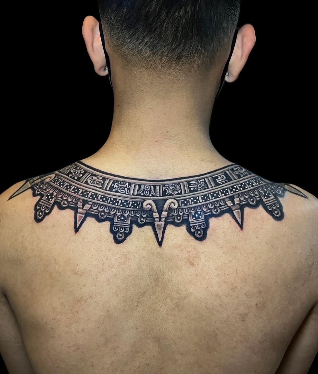 TattoosbyGoethe's tweet photo. Complete Aztec necklace!
(3 sessions in this one) 
.
👁 Now booking in Los Angeles!
👉🏻For any questions and availability call or text us at 909 6415488 
https://t.co/ggKqIRes1n https://t.co/eQzNivpZBC