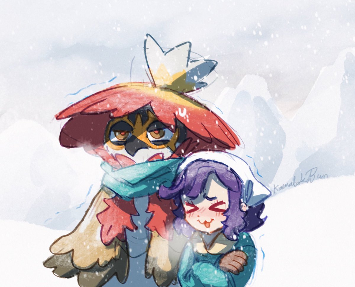 KamabokoBun's tweet photo. ( legends arceus spoilers )

Just got to that snowy place in-game, so I wanted to draw Aki and Ame being cold. https://t.co/OUvGzfYIQy
