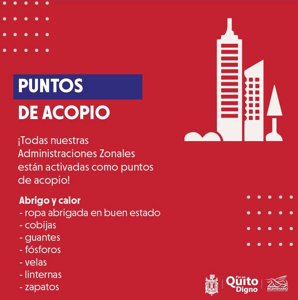 zonalesquito's tweet image. ATENCIÓN ⚠️ | Activamos los puntos de acopio en las Administraciones Zonales: 

@zonalcalderon 
📍 Av. Giovanni Calles No. 976 y Padre Luis Vaccari. 

@zonaeloyalfaro 
📍Av. Alonso de Angulo y Cap. César Chiriboga
 
@ZonalEspejo 
📍Av. Amazonas N38-112 y Pereira.