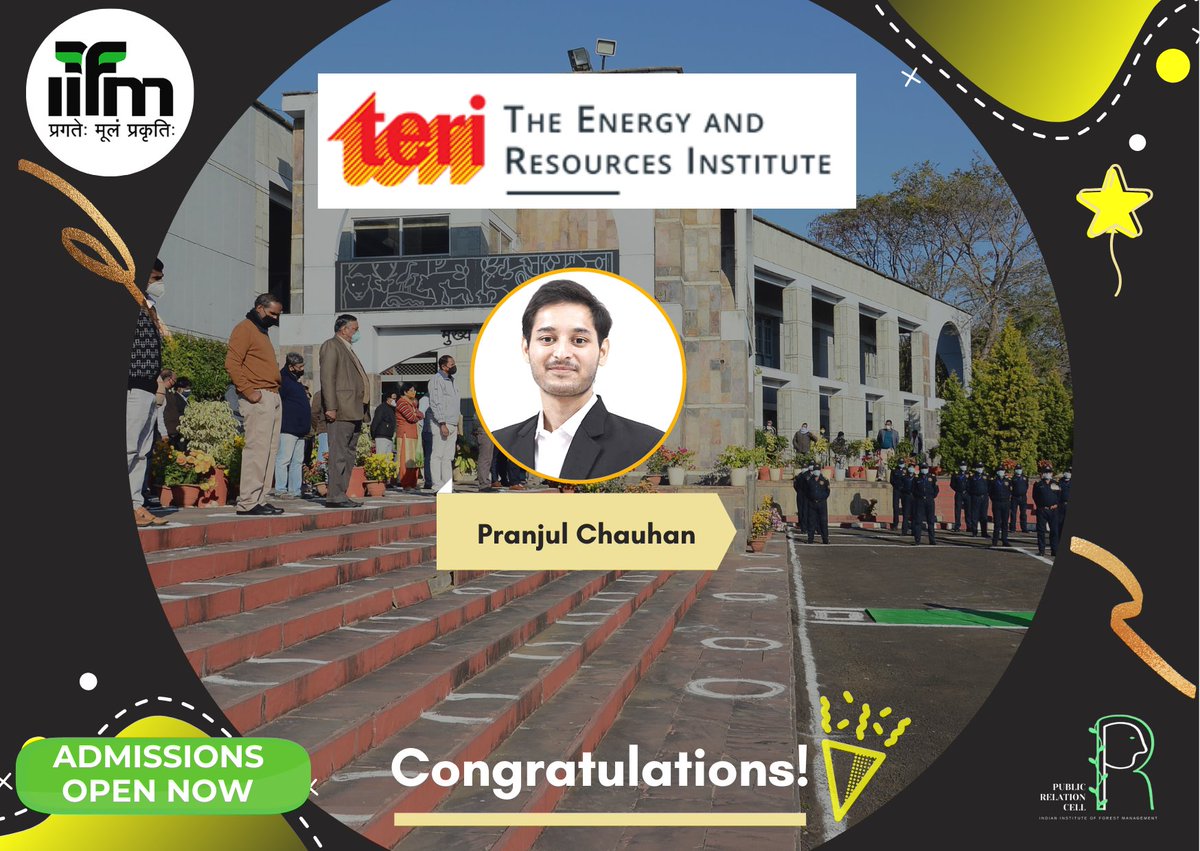 IIfmBhopal's tweet photo. We are happy and delighted to announce the placement of our student, Pranjul Chauhan  (PGDFM 2020-22) in The Energy and Resource Institute. Warmest congratulations on your achievement.

#iifm #iifmbhopal #iifmites #campusplacements #placements #managementprogrammes https://t.co/0YaMXWK5an