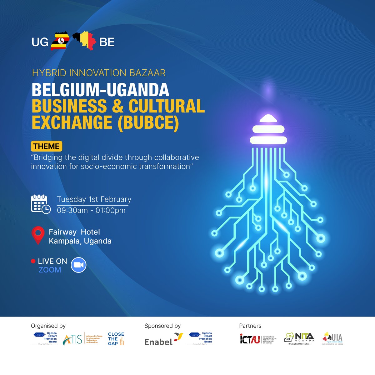 atisug's tweet photo. Half an hour to go before the start of our event: Belgium-Uganda Business and Cultural Exchange.
Tune in via Zoom and enjoy the variate panel of speakers!
Zoom Link:
https://t.co/EYv9sj6Adv
#BUBCE22 #UgBelExchange #TechPearl https://t.co/puAOFhxNVZ