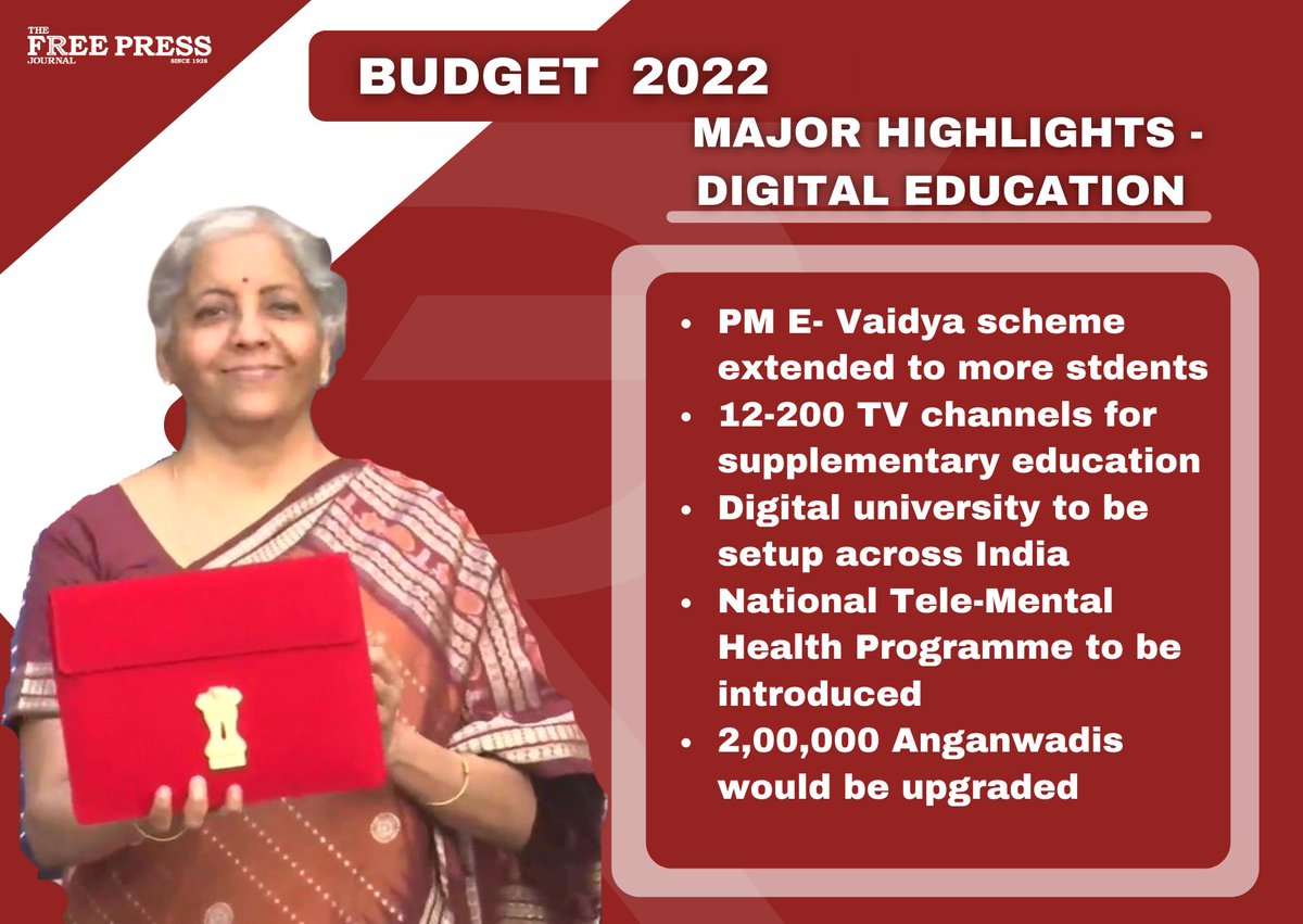 fpjindia's tweet photo. #BudgetWithFPJ
♦️Major Highlights
#BudgetSession2022 #Budget @nsitharaman
#Budget2022LiveUpdates https://t.co/Bii82iWjf8