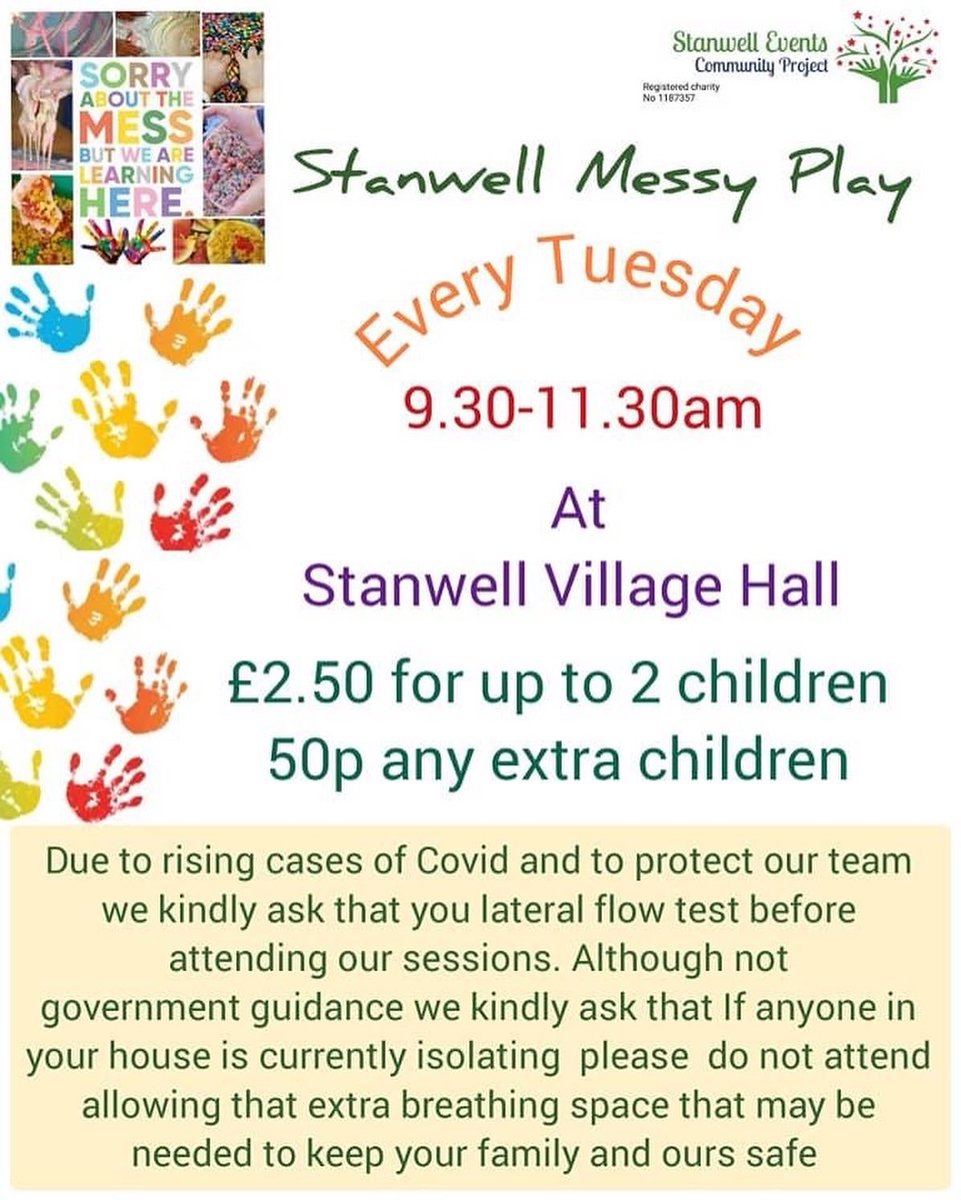 stanwellevents's tweet photo. Good morning everyone
Today we have messy play 9.30-11.30
New mums group 12.30-2
Surplus food 1-2
Dinner club - fully booked
Full details below
Next week more of our projects at the community building reopen #itsourstanwellitsourcommunity #acornproject #NationalLottery https://t.co/edS2xLSvDD