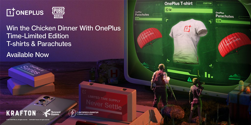 Wynnsanity's tweet image. The OnePlus 9 is one of the best devices for playing PUBGM in 90FPS &amp;amp; it's ON SALE! Get your own OnePlus parachute and t-shirt in-game: bit.ly/Wynnsanity_One…

Reply with a screenshot of you winning in a OnePlus T-Shirt in-game for a chance to win UC! #OnePlusPartner #OnePlus9