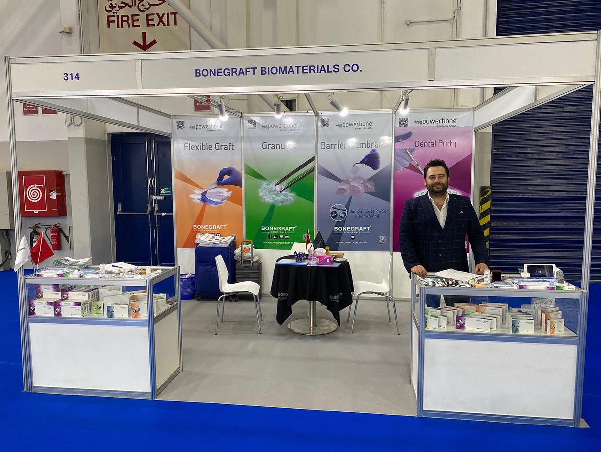 BonegraftBiomat's tweet photo. We are waiting for you at our booth at AEEDC 2022 in Dubai UAE. @BonegraftBiomat 
#Dental #congress #exhibition #powerbone #membrane #pintack #fixationscrew @AeedcCairo https://t.co/7pG0qNNjKt