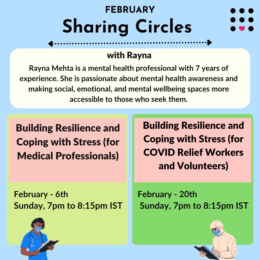 onefuture_india's tweet photo. #1
Continuing our efforts under the #COVID19 MH Project we started in 2020, we bring you a fresh set of virtual #SharingCircles and #Workshops for the month of February!
All our #facilitators are equipped with lived experience/ professional expertise or both. https://t.co/PoRB20Lxlp