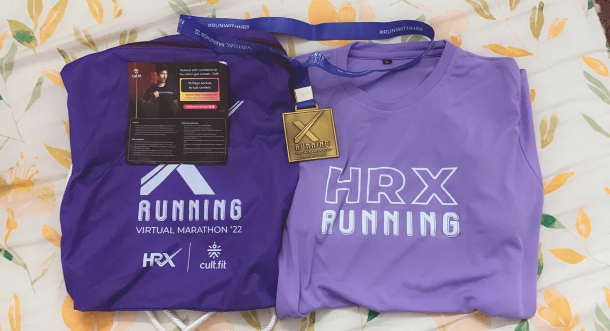 Chandlerkaun's tweet photo. Itโs here ๐ฅฐ๐ฅฐ๐ฅฐ thank you @iHrithik @cultfitOfficial @hrxbrand #hrxvirtualmarathon #HRX #hrxrunningsquad https://t.co/lb4ymItnLU