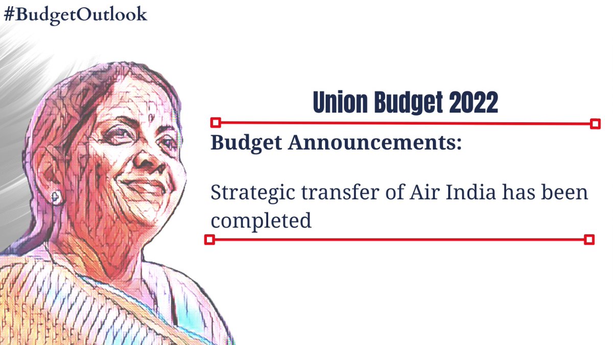 Outlookindia's tweet photo. #BudgetOutlook | FM Nirmala Sitharaman introducing budget 2022 | Budget Announcements on Strategic #AirTransfer
#Budget2022 #BudgetBytes #BudgetSession2022
https://t.co/bCUVjMMYAy https://t.co/8qUbeIBcjm