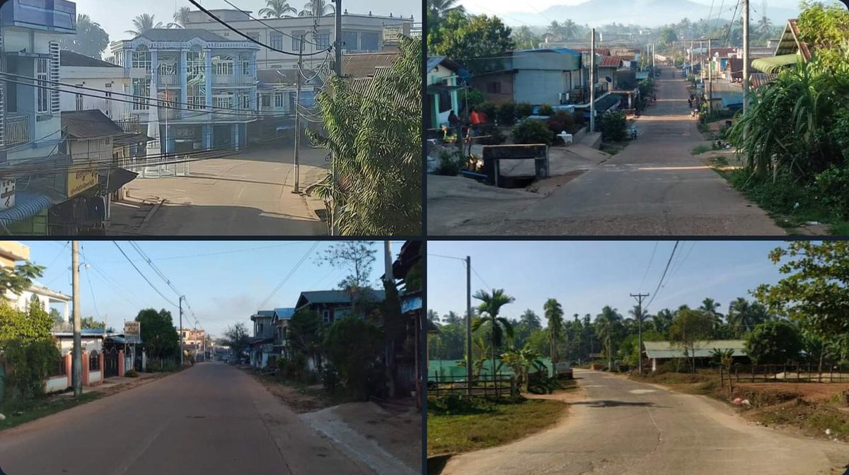 No one is on the streets of Kanpauk, Yebyu, Dawei, as everyone joined Silence Strike today. No one on the road and all the shops are closed. #SilentStrike #RedCampaign_1YearOfRevolution #2022Feb1Coup #WhatsHappeningInMyanmar
